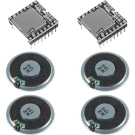 ALMOCN 2PCS YX5200 DFPlayer Mini MP3 Player Audio Module + 4PCS 2W 8Ohm Round Micro Speaker MP3 Voice Decode Board Supporting TF Card U-Disk IO/Serial Port/AD for Arduino