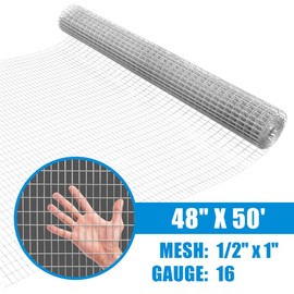 Fencer Wire Galvanized Welded Fence Wire 16 Gauge Mesh Size 1" x 1/2" (48-Inch x 50 ft.)