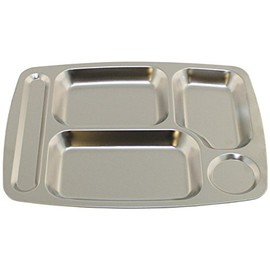 MFH Outdoor Camping Stainless Steel Canteen Tray Party Tray Food Tray with 5 Compartments
