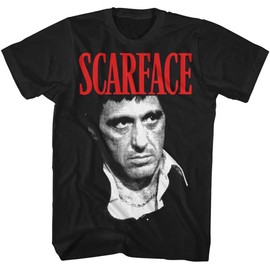 Scarface 80s Movies Scarface Face Vintage Style Adult Short Sleeve T-Shirts Graphic Tees Black