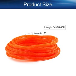 Bettomshin 1Pc 16.4Ft(5m) Cable Management Sleeve, 3/16"(4mm) Width PET Orange Cord Protector, Wire Loom Tube Insulated Split Sleeving for USB Cable Power Cord Organizer Video Cable Hider