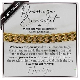 Love You This Much Stainless Steel 18k Gold Cuban Bracelet, Bracelet for Boyfriend, Promise Bracelet