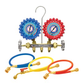 Uniweld Products, Inc. A2LM5EZ A2L 2-V Brass Manifold with 3-1/8" NPF® Gauges