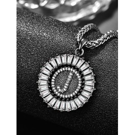 KATHLU Initial Necklace for Men Women S925 Sterling Silver Letter A J M K Necklace Men's Initial Necklace Cubic Zirconia Necklace Letter, Sterling Silver, Zircon