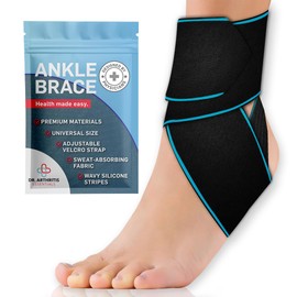Dr. Arthritis Essentials Ankle Brace Support for Women & Men, Stabilizing Wrap for Sprains, Tendonitis, Achilles Injuries, Running, Basketball & More, Fits Left & Right Foot (Blue - Single)