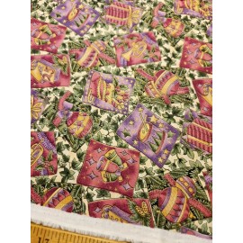Hoffman International Fabrics VTG OOP Hoffman Cotton Fabric Drums Ornaments Christmas Stockings Presents BTHY