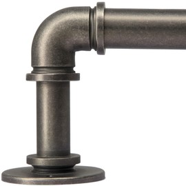 WORLD RODS Industrial Curtain Rods 18 to 88 in,Blackout Curtain Rod,Adjustable Length,1 in Diameter Pipe,Wall or Ceiling Mounted,for Bedroom and Living Room (Antique Silver 18” to 88”)