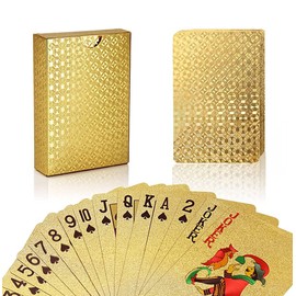Hsthe Sea Premium Playing Cards, Poker Cards, Black Deluxe Playing Cards, Poker Cards, Waterproof, Washable and Flexible, High Quality Plastic (Golden)