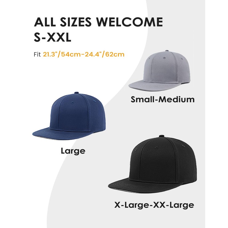 Zylioo S/M/L/XL/XXL/3XL Snapback Baseball Cap for Large / Small Head,