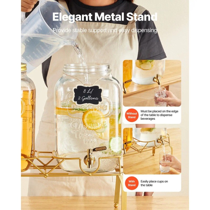 2 Pack 2 Gallon Stainless Steel Drink Dispensers with Spigo