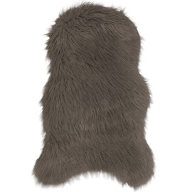 PURE LABEL Faux Sheepskin / Lambskin Decorative Fur Rug, Modern Living Room Decoration, Bedroom Decoration, Sofa / Chair / Pushchair Decoration, Taupe, 40 x 60 cm