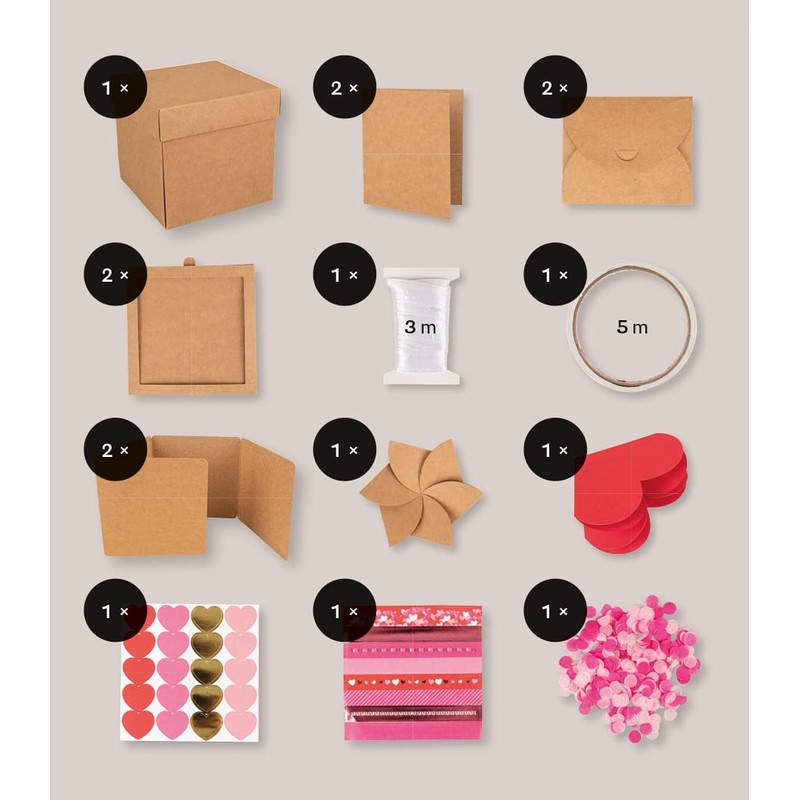 Rayher Craft Set Explosion Box, Kraft Paper Surprise Box, 12