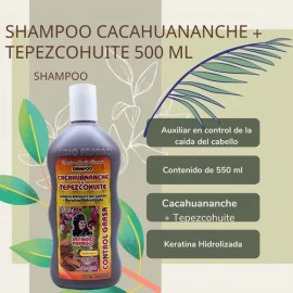 Shampoo Cacahuananche Y Tepezcohuite 550ml Del Indio Papago Control Grasa Capilar Hidrata Keratina Hidrolizada Sauco                                  