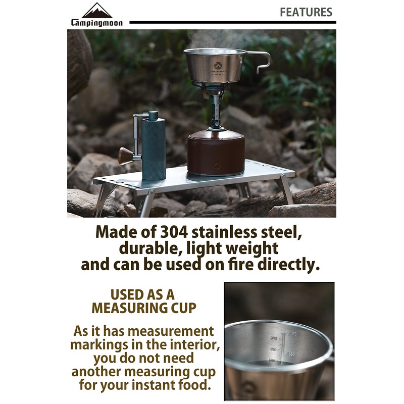 CAMPINGMOON 2pcs Set Stainless Steel Deep Type Camping Sierra Cup