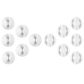 White Cable Tidy Clips, U-Horizon 12 Pack Long Lasting Cable Drop Organizer, Cord Management System, Desktop Wire Holder, Hider for Computer Or Mouse Cord, Home Office, White