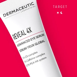 Reveal 4X - Eye Serum | Reduces Dark Circles & Puffiness | Eye Cream with CX Complex, Caffeine & Hyaluronic | Cool Applicator for Fresh Effect - 15 ml | Dermaceutic