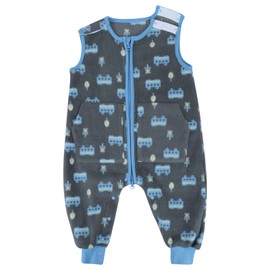 FLYISH DIRECT Baby Sleeping Bag 1 TOG, Toddler Sleeping Bag with Feet, Baby Sleep Sack, Super Soft Fleece Sleeping Bag for Baby, 6-12 months, Grey Car