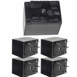 5pcs JS1-12V-F 12VDC Coil Power Relay, SPDT (1 Form C) 5-Pin PCB Through-Hole, Sealed, 10A 250VAC / 5A 30VDC, Replacement Relay for Control Board Circuit Switching