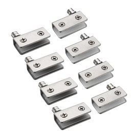 uxcell Glass Door Hinge, 8Pcs - Stainless Steel Pivot Hinges Clamp, Cabinet Hinge Clip Replacement Kit for Cupboard Showcase Glass Door Swinging (Silver)