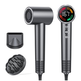 Hair Dryer, Mini High-Speed Blow Dryer with Diffuser, 500M Ionic Negative Blow Dryer for Fast Drying, Low Noise & Smart Temperature Control & LED, for All Hair Types,for Home & Travel, Gift Women