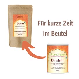 Brahmi Powder (Organic Vegan Ayurvedic) Small Fat Leaf Memory Plant Umbilical Herb - Ayurveda Nutrition Spices - Organic Bacopa Monnieri Powder | PureRaw 130 g (= 2 x 65 g)