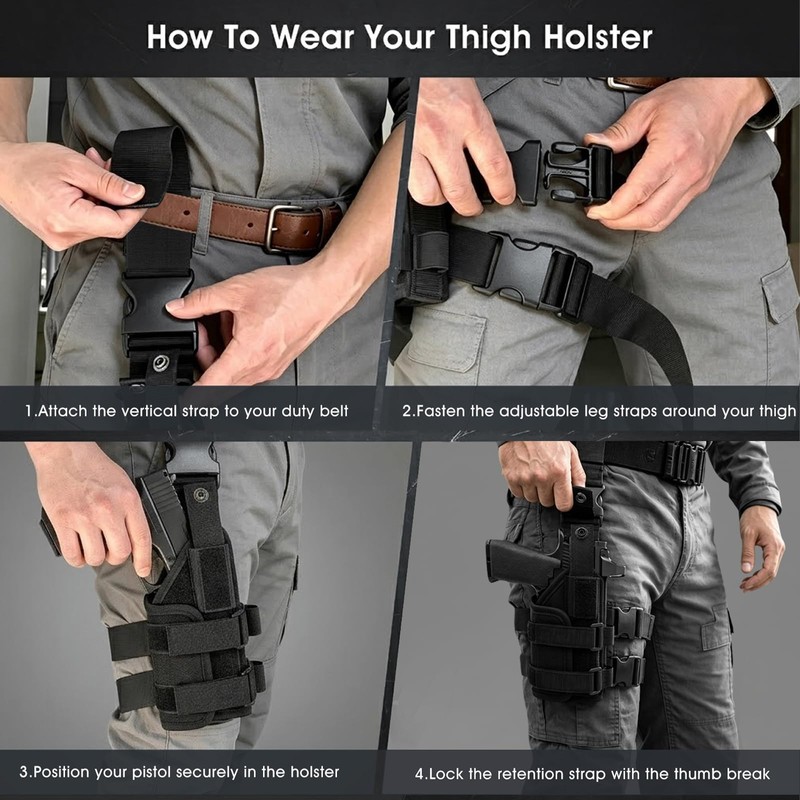Drop Leg Holster, Tactical Thigh Holster Compatible with Optic/Light/Laser