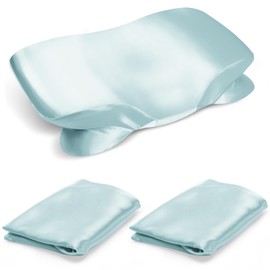 2 Pack Satin Pillowcase for Zelimun Cervical Pillow, Contour Pillow Case Cover, Smooth & Soft Pillowcase for Sleeping Pillow, Blue Pillow Cover with Zipper