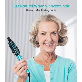 FARERY Mini Thermal Brush 3 Temperature Adjustable, 3/4 Inch Travel Curling Iron for Short Hair, Heated Round Brush for Touch-ups and Small Curls, Lightweight Curling Wand for Thin Hair, Dual Voltage