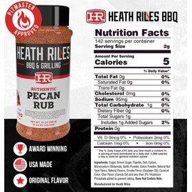 Heath Riles BBQ Rub - Pecan Seasoning, Champion Pitmaster Recipe, Legendary Rubs For Smoking & Grilling, 80+ BBQ Championships, 2 lb./32 oz.