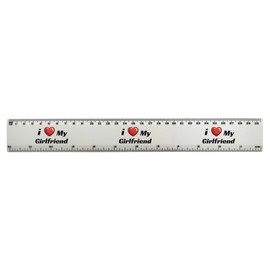 'I Love My Girlfriend' 30cm (12 Inch) White Plastic Ruler (RL00092514)