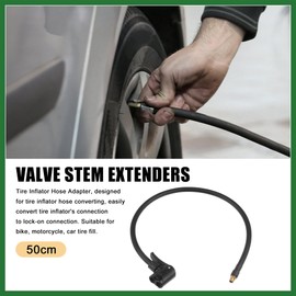 Motoforti 50cm 19.69" Tyre Inflator Hose Adapter Undeflatable with Connector Extension Hose Long-lasting