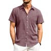 Alimens & Gentle Mens Linen Shirts Short Sleeve Button Down