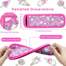 Amintiri Popsicle Holder for Kids, 6 Pieces Ice Pop Neoprene Insulator Sleeves, Freeze Pops Neoprene Sleeves, Cute Ice Sleeves Holder, Reusable Washable Ice Popsicle Sleeves for Boys Girls