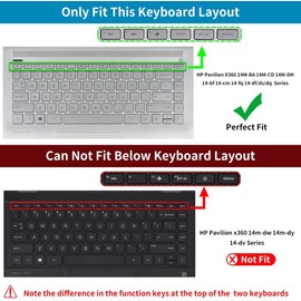 Keyboard Cover with Large Letters for HP Pavilion x360 14 /HP 14 Laptop 14-dq 14-fq 14-ba/bf/cm/ce/cf/df/dk/ds 14-dq0052dx 14-dq0762dx dq0760dx 14-dq0040nr/dq0030nr 14-fq1025nr 14-fq0033dx -Black