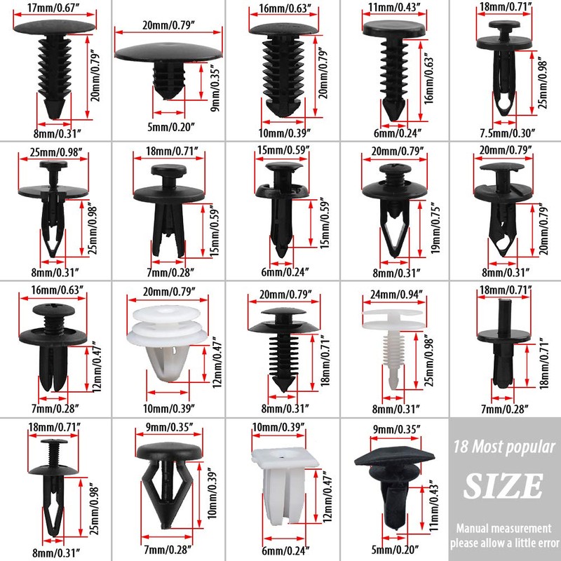 435 Piece Car Mounting Clips Universal Bumper Trim Plastic Clips