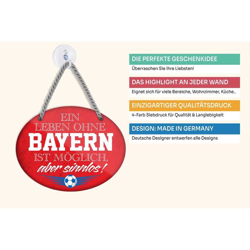 schilderkreis24 Tin Sign Football Sign "Ein Leben ohne Bayern ist