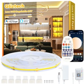 10 m Cob LED Strip, Warm White, Alexa Compatible, 3000 K to 6500 K LED Strip, Warm White to Cool White Dimmer, Ultra Bright LED Strip, LED Under-Unit Light with Remote Control and App for Kitchen,