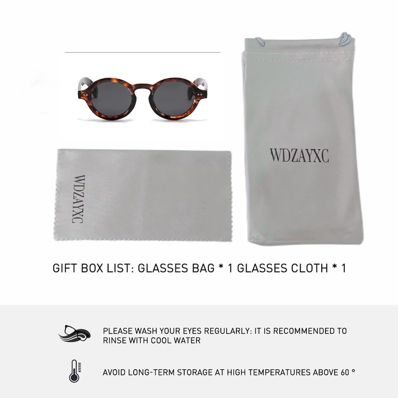 WDZAYXC Round Polarized Sunglasses with Thick Frame for Men and