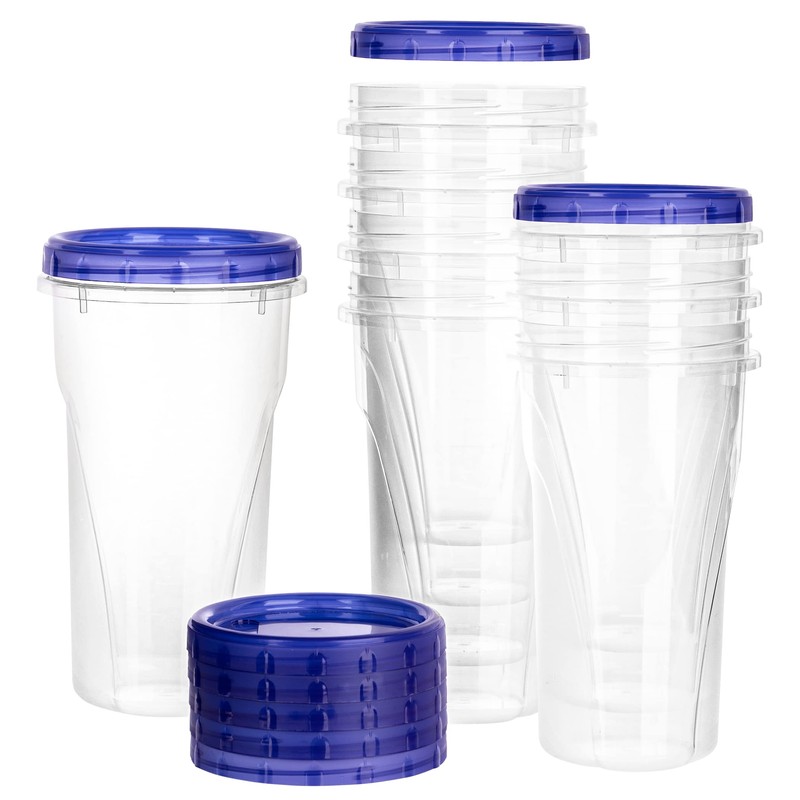 PLASTICPRO 48 Ounce Twist Top Deli Containers Clear bottom With