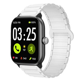 Lamshaw Compatible with Spade & Co Health Smartwatch 4 bands, Magnetic Silicone Sport Strong Magnet Strap Watchband Compatible with Spade & Co Health Smartwatch 4 1.85 Inches (White, 22mm size band)