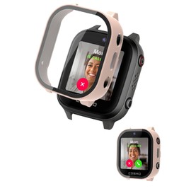 Case for JrTrack 4 Kids Smart Watch by Cosmo,NOUKAJU Screen Protector Smart Watch,Built-in 9H Tempered Glass Film, Hard PC,Easy to Install,Protective Cover for JrTrack 4 Kids Smart Watch(Pink)