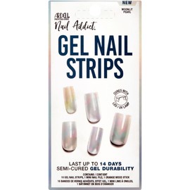 Ardell Nail Addict Gel Nail Strips - Moonlit Pearl, Lasts Up to 14 Days, 1-Pack