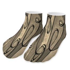 Xmkltbz 5 Pairs Short Soft Socks, Unisex Compression Crew Knee High Athletic Circulation Socks for Sports Running 8x3.7 in Print Vintage Swirls in Shades Abstract Painting Texture Print