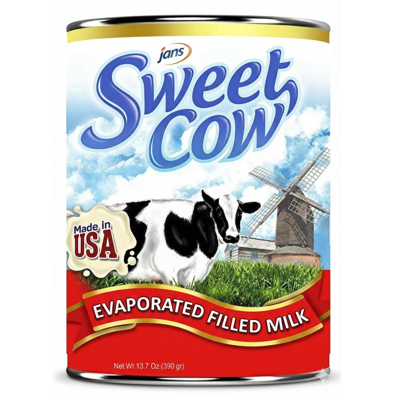 Jans Sweet Cow Evaporated Milk, 13.7 oz (Pack of 24)