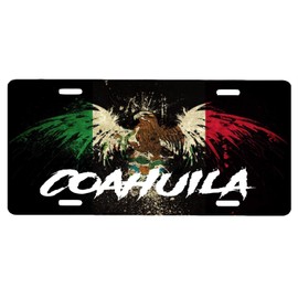 Coahuila Mexico Aluminum Vanity Novelty License Plate Placa, 6" x 12", Souvenir, Decorative Tourist Gift Sign