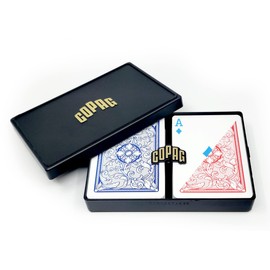 Copag 4-Color Legacy Design 100% Plastic Playing Cards, Poker Size Regular Index Red/Blue Double Deck Set