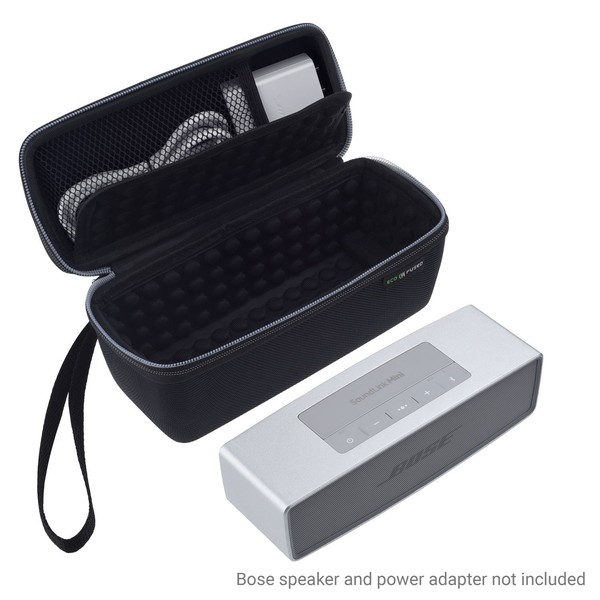 Eco-Fused Bose Soundlink Mini 1 and 2用ケース 保護および携帯向けデザイン スピーカー用内部バブルパッドおよび電源アダプター格納用メッシュポケットドック付き Case for Bose Soundlink Mini 1 and 2 ブラック D0038-CAS-BLA