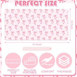 FYSUIMU Coquette Bow Makeup Mat Dual-Sided Leather Desk Pad Waterproof Pink Bow Makeup Table Cover for Vanity Top Protector Countertop Decor, 15.7 x 31.5 in