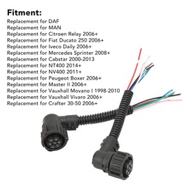 2pcs Rear Light Wiring Harness Plug Rear Light Wiring Harness Replacement for Movano Vivaro