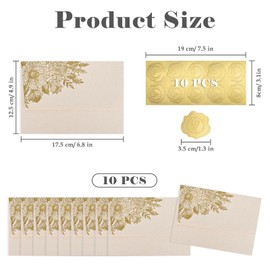 BAYTORY 10 Packs 4x6 Vintage Envelopes with Golden Flower Pattern, A6 Envelopes for Invitation, Greeting Card Envelope with Sealing Stickers for Weddings, Birthday, Graduation, Christmas (White)